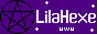 LilaHexe 88x31 badge. Black pentagram on left, purple background. Text says 'LilaHexe' and then below it 'uwu' in small letters.